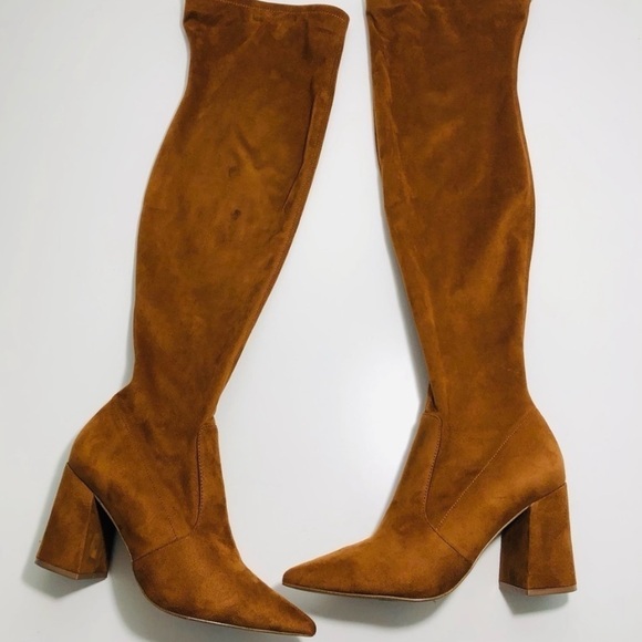 Shoes - Brown suede, knee high boots, small heel
